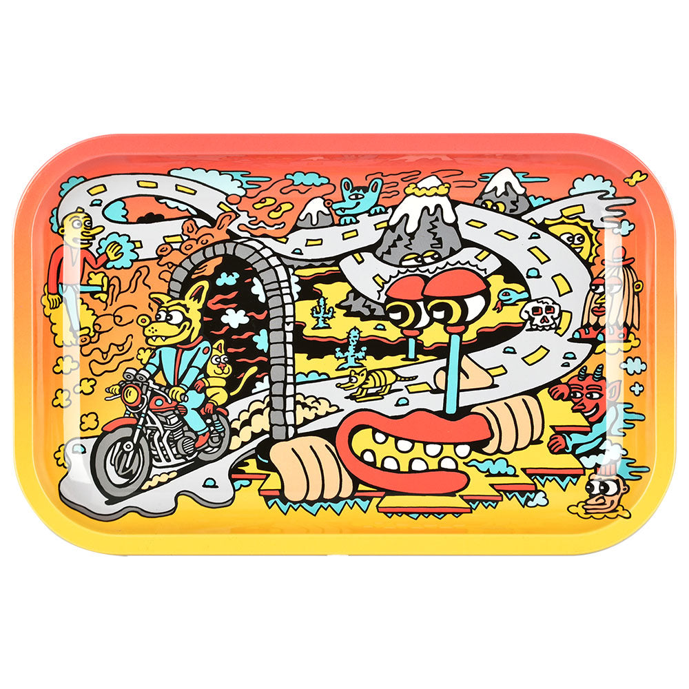 Pulsar Metal Rolling Tray W/ Lid - Road Trip / 11" x 7" - Discreet Smoker