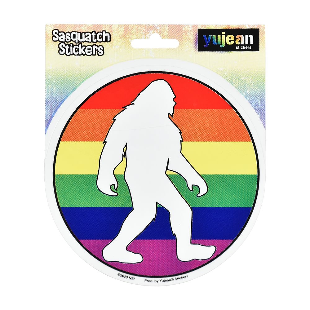Bigfoot Rainbow Pride Round Sticker - 4.5" - Discreet Smoker