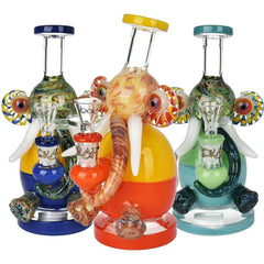Lookah Glass Elephant Water Pipe - 8" / 14mm F / Colors Vary - Discreet Smoker