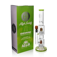 High Society | Gemini Premium Wig Wag Waterpipe (Green) - Discreet Smoker