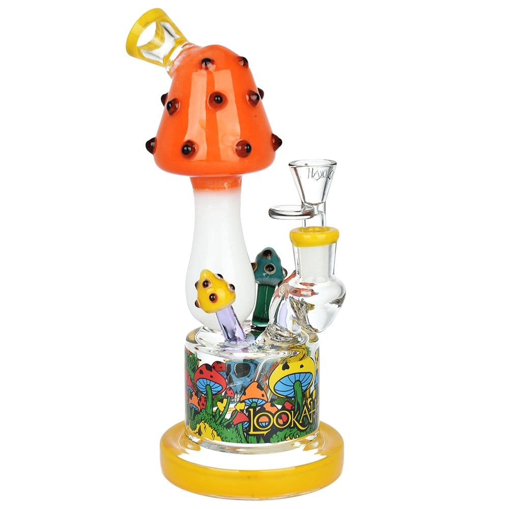 Lookah Glass Shroom Land Water Pipe - 9.5" / 14mm F - Discreet Smoker