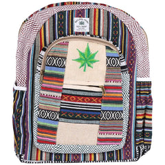 Threadheads Hemp Leaf Patched Backpack - 14"x17" - Discreet Smoker