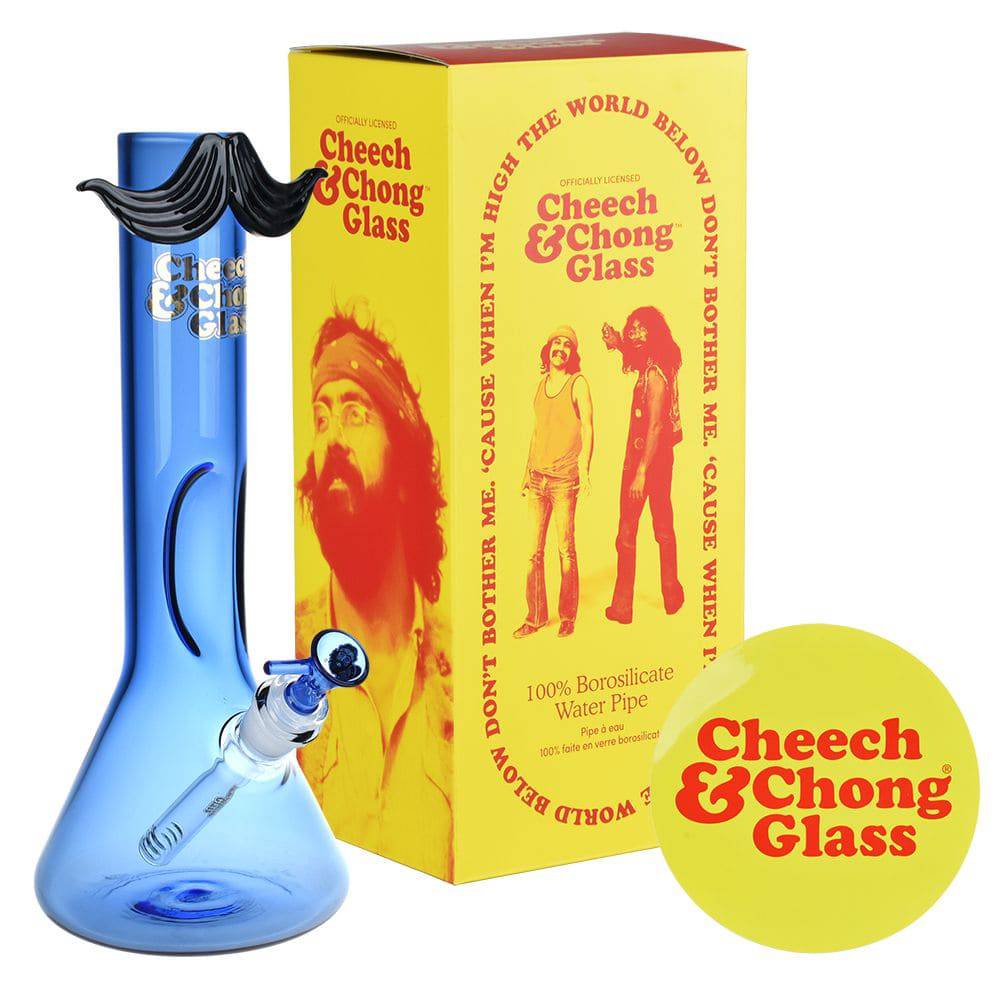 Cheech & Chong Glass Moustache Ride Beaker Bong | 12" | 14mm F - Discreet Smoker