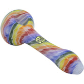 LA Pipes "Rainbow Tie-Dye" Glass Spoon Pipe on White - Discreet Smoker