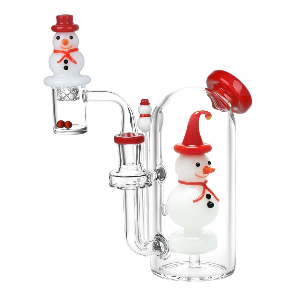 Smiling Snowman Glass Dab Rig Set - 6" / 14mm F - Discreet Smoker