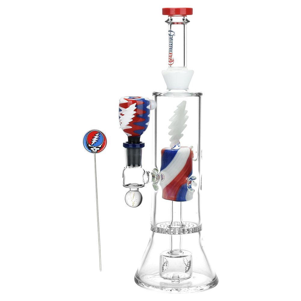 Grateful Dead x Pulsar Lightning Bolt Glass Water Pipe - Discreet Smoker