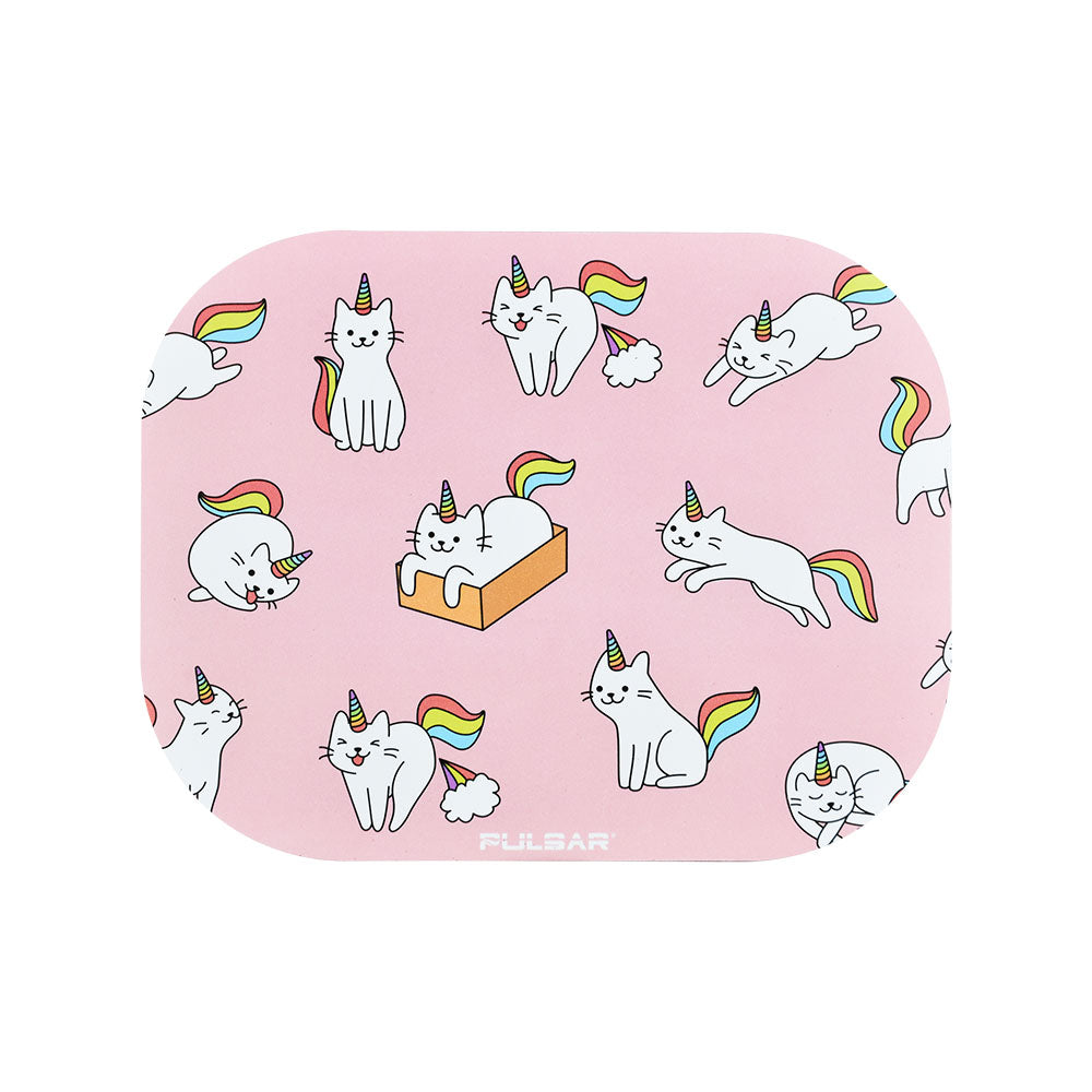 Pulsar Mini Metal Rolling Tray w/ Lid - Caticorns / 7"x5.5" - Discreet Smoker