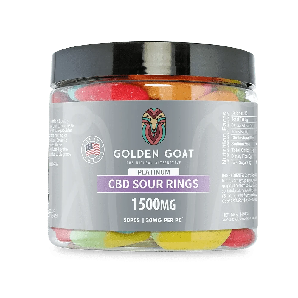 Platinum CBD Gummies 1500mg - Neon Rings - Discreet Smoker