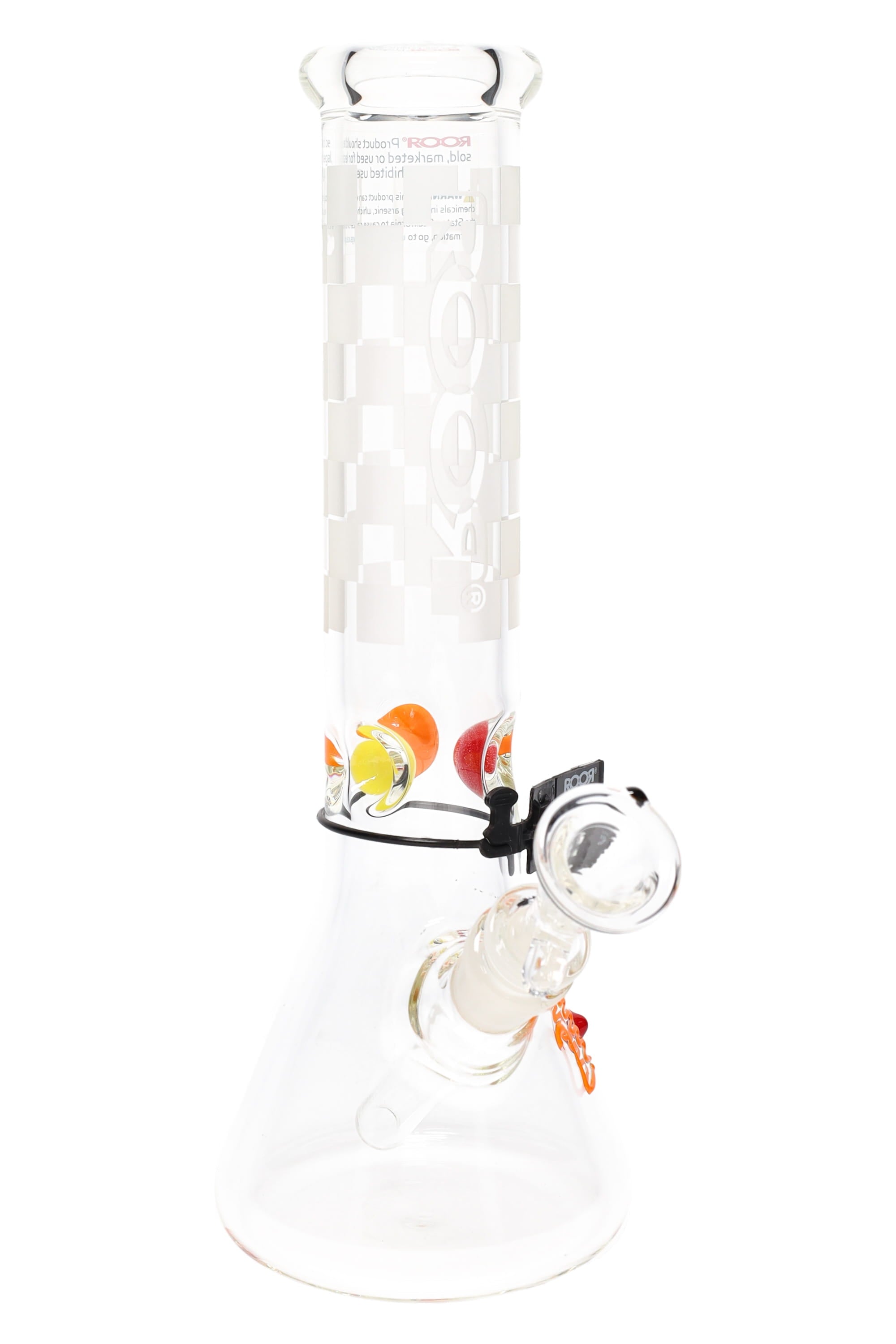 ROOR 12" Frosted Beaker Bong with Multicolor Ice Pinch – Glass-on-Glass - Discreet Smoker