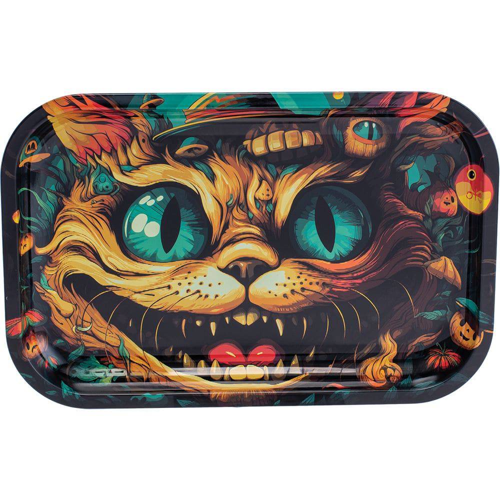 Fujima Trippy Cat Metal Rolling Tray - 11.25"x7.25" - Discreet Smoker