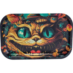 Fujima Trippy Cat Metal Rolling Tray - 11.25"x7.25" - Discreet Smoker