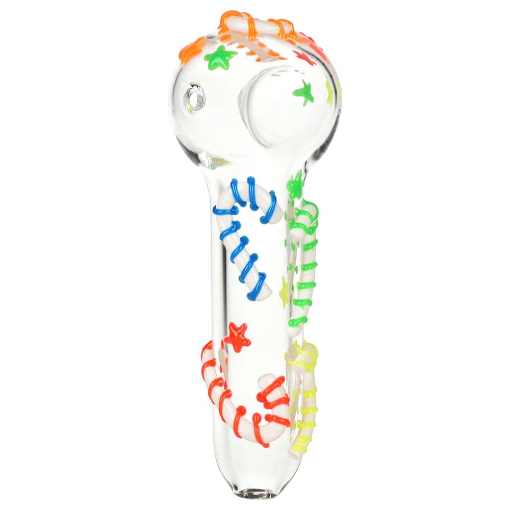 Neon Candy Cane Glass Spoon Pipe - 5" - Discreet Smoker