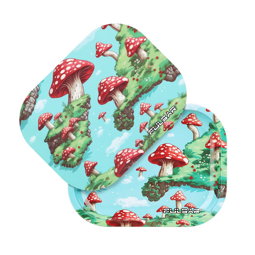 Pulsar Mini Rolling Tray & Lid Kit - Floating Mushrooms / 7"x5.5" - Discreet Smoker