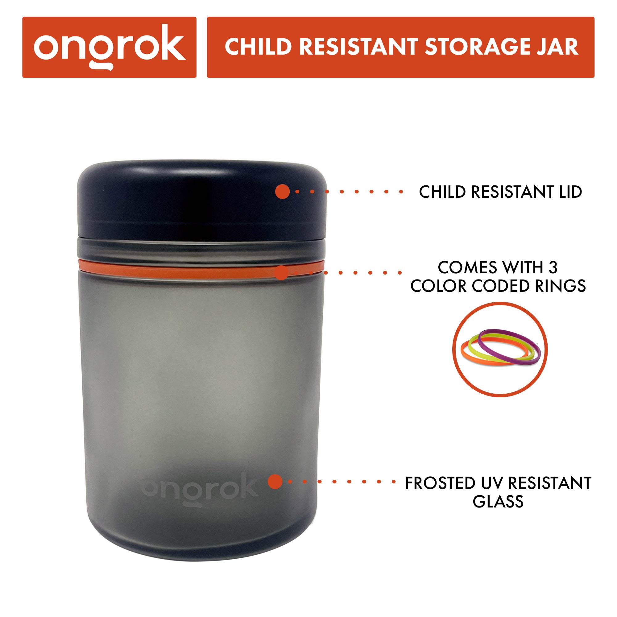 Ongrok 1000ml Child Resistant Storage Jar, 1 pack