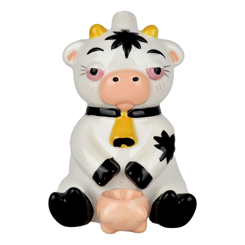 Stoned Cow Ceramic Hand Pipe - 5.25" - Discreet Smoker