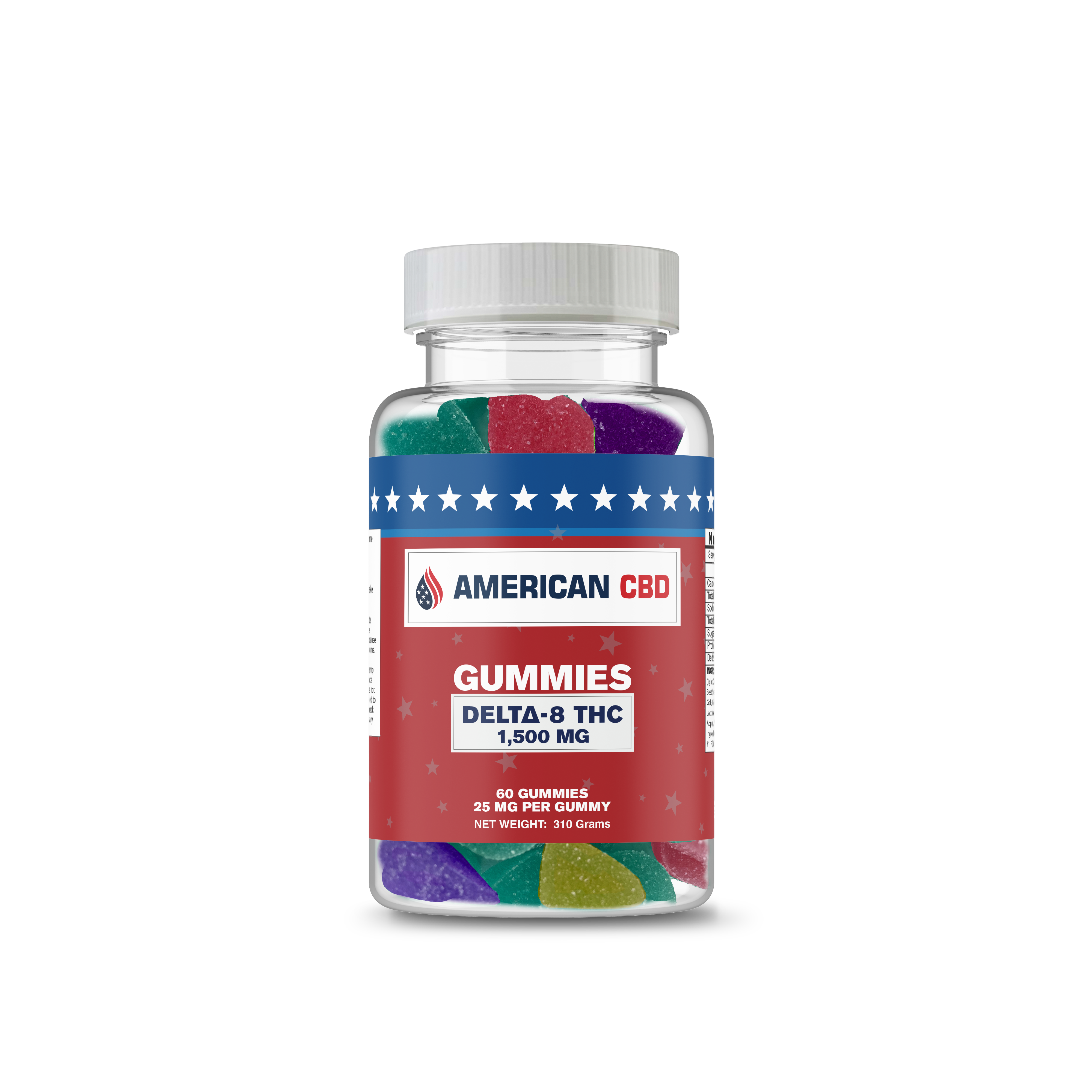 American CBD Delta-8 Gummies: 30 Pack (750mg) & 60 Pack (1,500mg) - Discreet Smoker