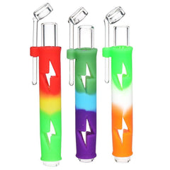 Lightning Silicone & Glass Concentrate Taster Pipe - 4.5"/ 10ct - Discreet Smoker