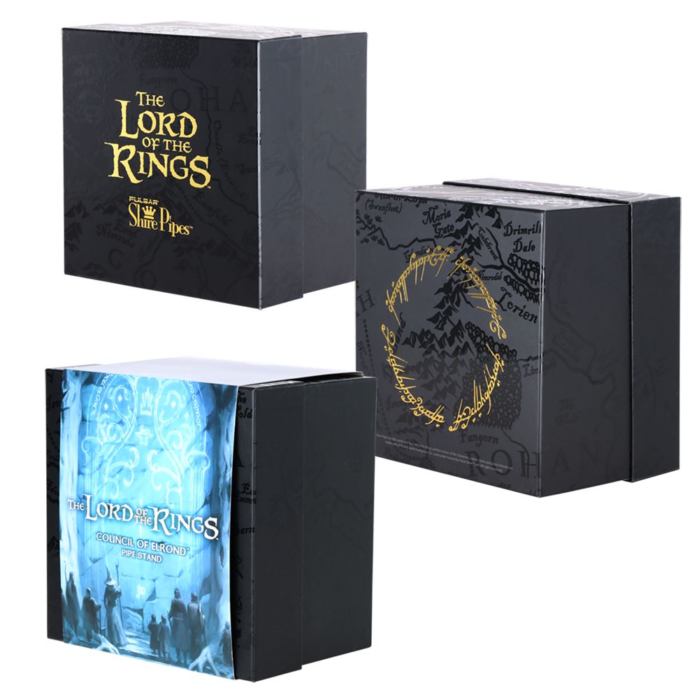 Pulsar Shire Pipes x LoTR COUNCIL OF ELROND Multi-Pipe Wood Display Stand - 8"x5" - Discreet Smoker