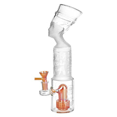 Pharoah Head Frosted Glass Water Pipe - 11.5" / 14mm F - Discreet Smoker