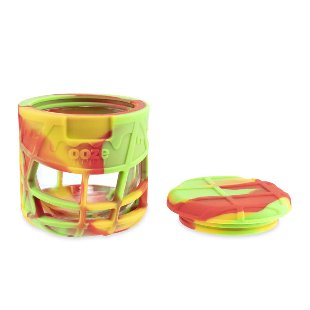 Ooze Prizm Silicone-Wrapped Glass Stash Jar - Discreet Smoker