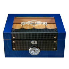 Glass Top Cobalt Blue Humboldt Humidor - Discreet Smoker
