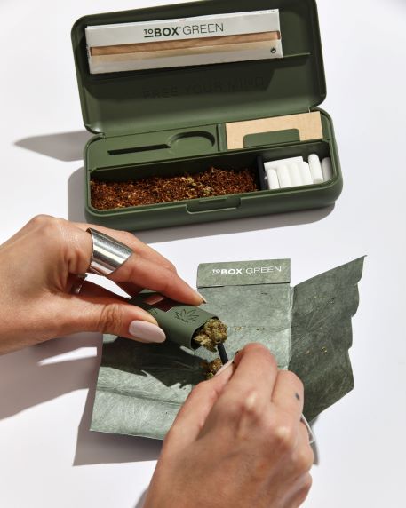 Tobox Green All-In-One Pocket Size Smell-Proof Stash Box Rolling Kit - Discreet Smoker