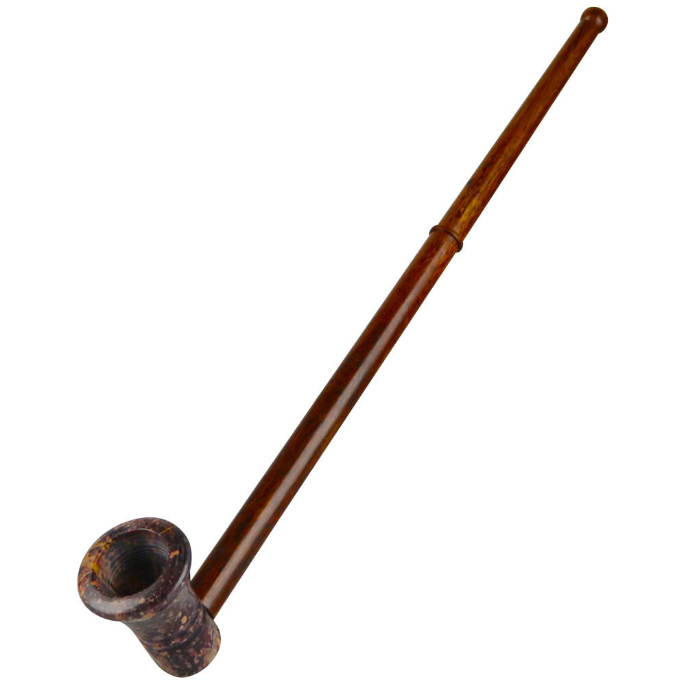Stone Bowl Pipe w/ Long Wood Mouthpiece - Discreet Smoker