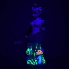 Doll Glow In The Dark Glass Water Pipe - 7.25" / 14mm F / Designs Vary - Discreet Smoker