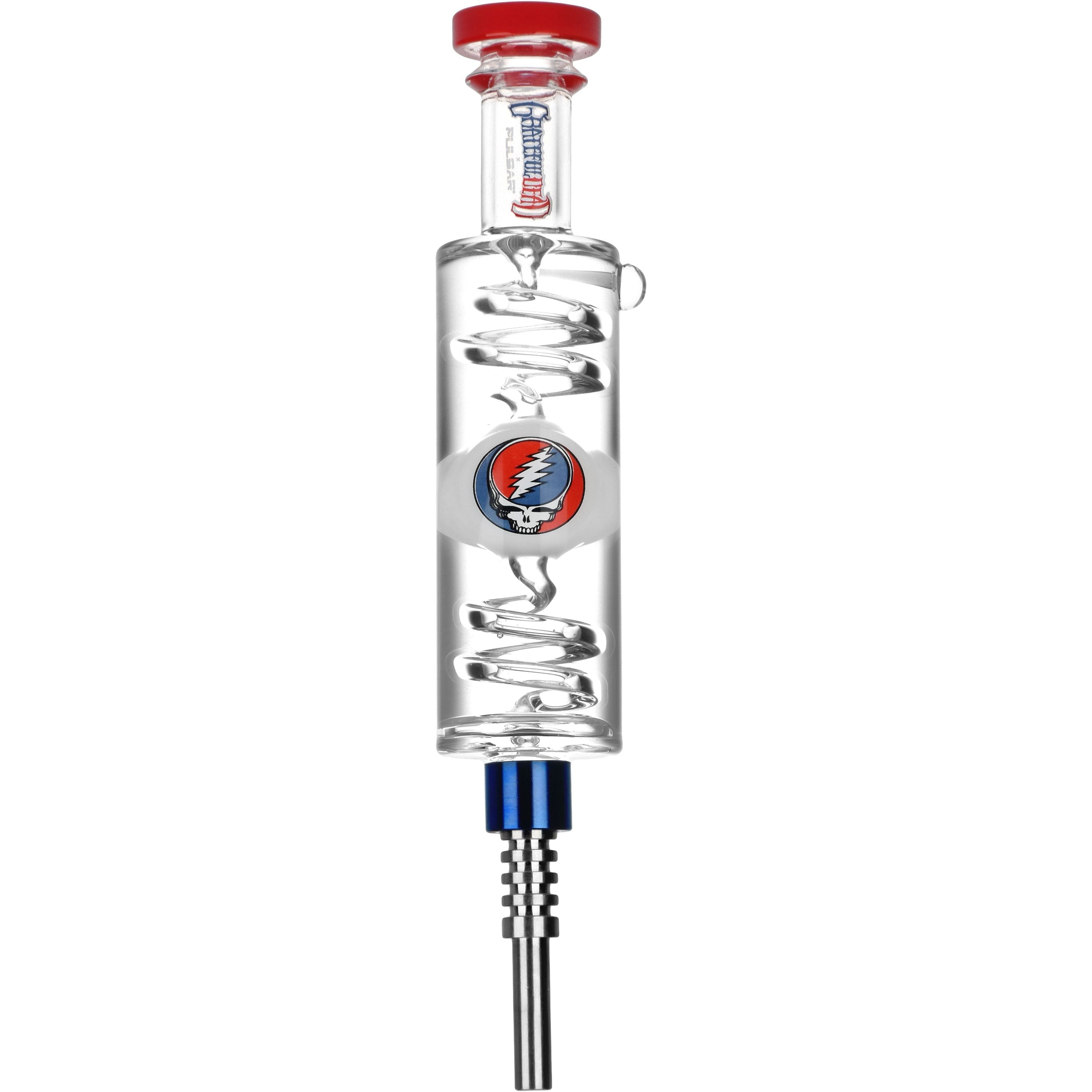 Grateful Dead x Pulsar Steal Your Face Glycerin Glass Dab Straw - 8.5" - Discreet Smoker