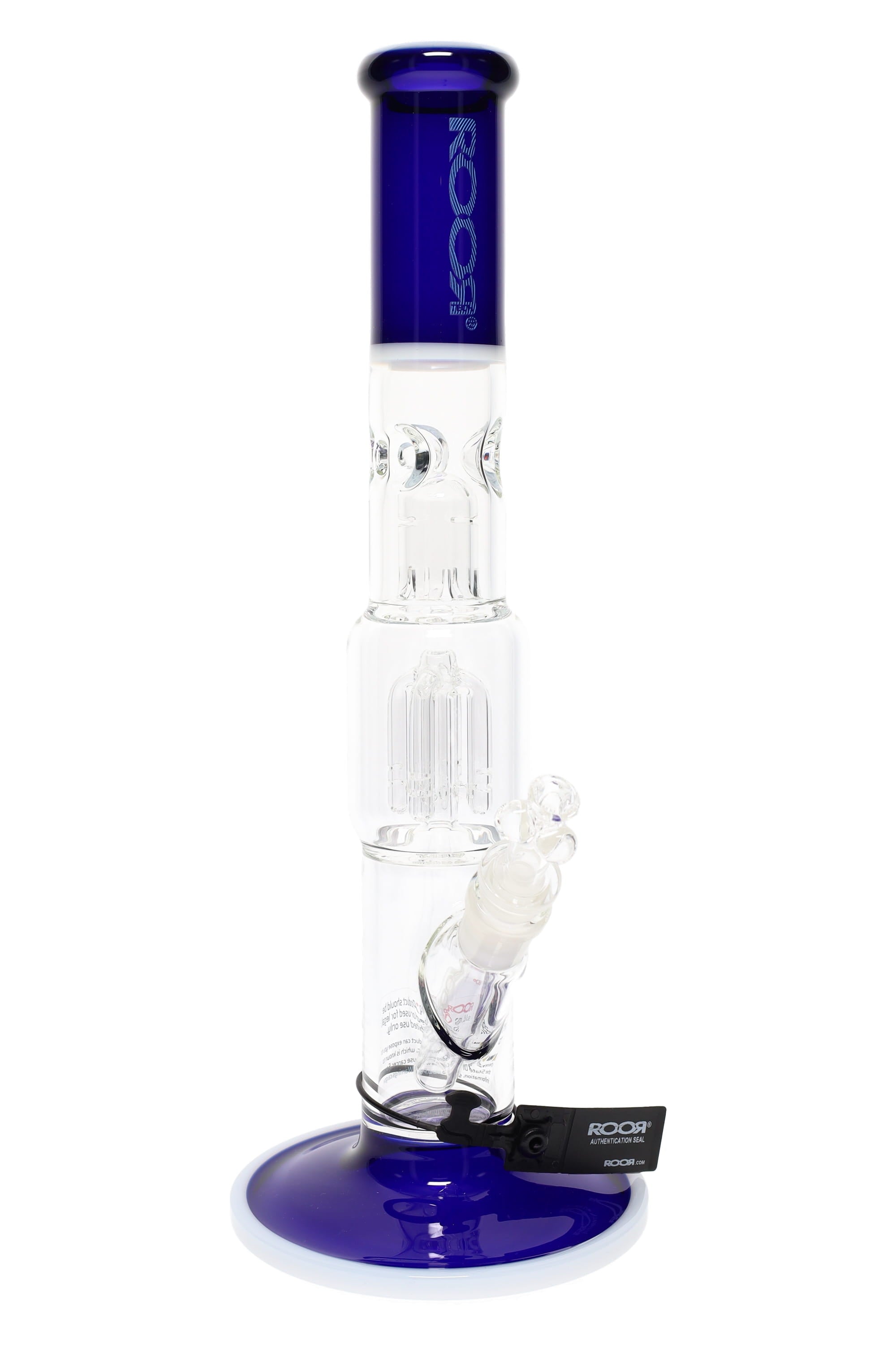 ROOR Tech 15" Multicolor Straight Tube Bong with Tree Perc – Glass-on-Glass - Discreet Smoker