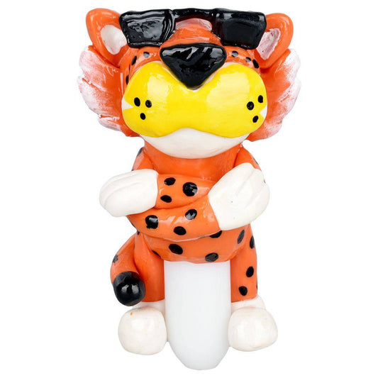 Cheezy Cheetah Enamel on Glass Hand Pipe - 5.5" - Discreet Smoker