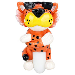 Cheezy Cheetah Enamel on Glass Hand Pipe - 5.5" - Discreet Smoker
