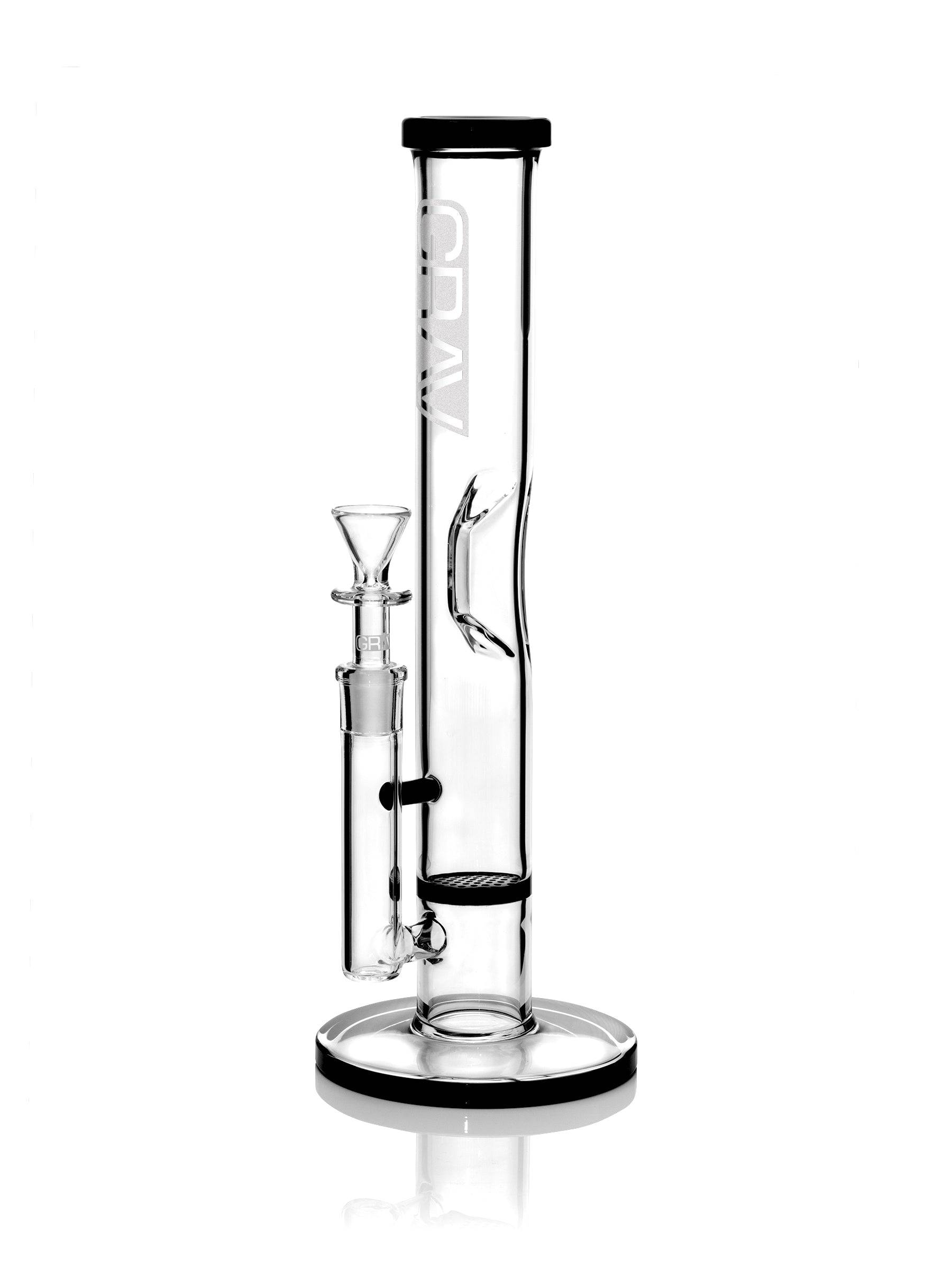 GRAV® Medium Straight Base w/ Disc Water Pipe - Black Accent - Discreet Smoker