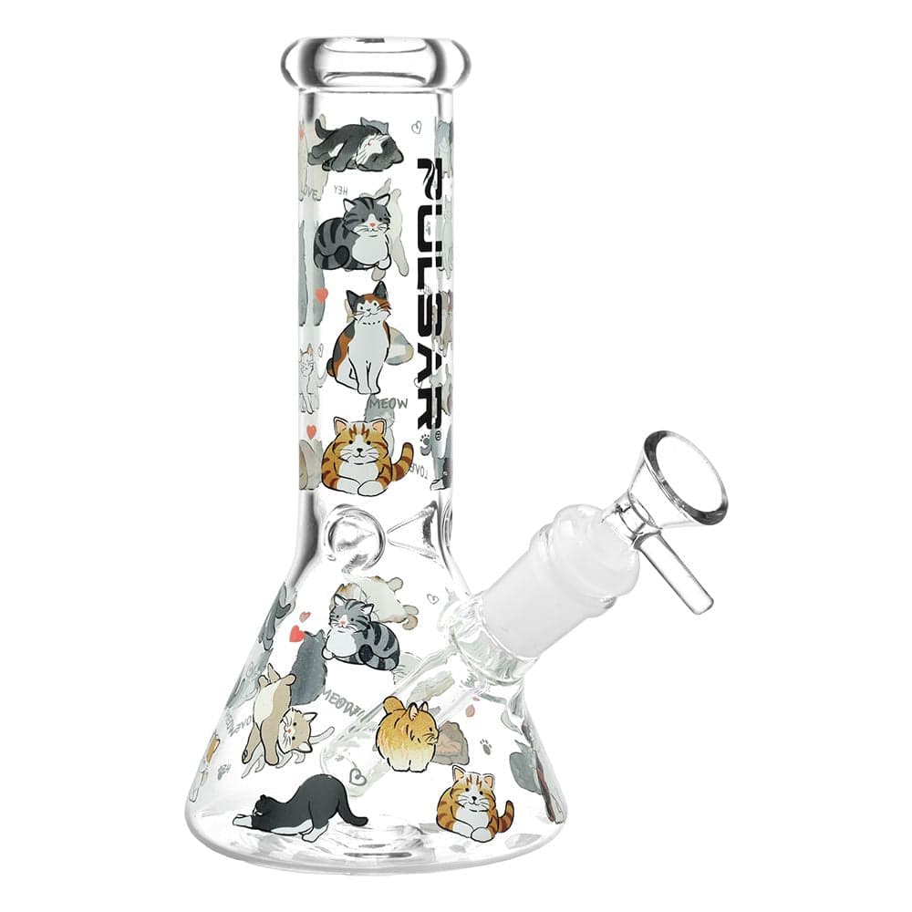 Pulsar Kitten Corral Beaker Glass Water Pipe - 7.75" - Discreet Smoker