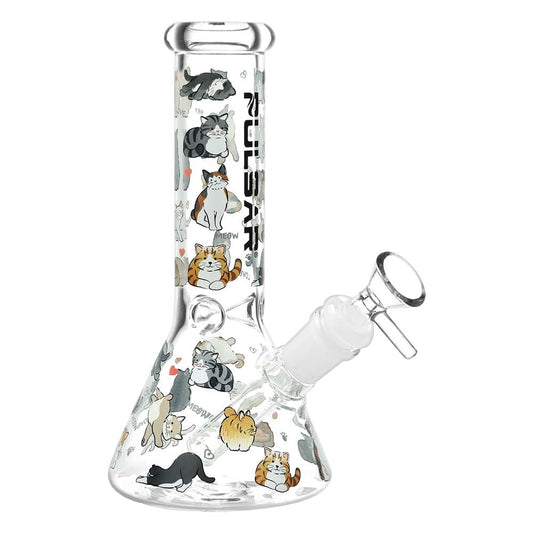 Pulsar Kitten Corral Beaker Glass Water Pipe - 7.75" - Discreet Smoker
