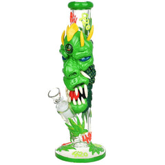 420 Dragon Glow In Dark Tube Water Pipe - 11.8" / 14mm F - Discreet Smoker