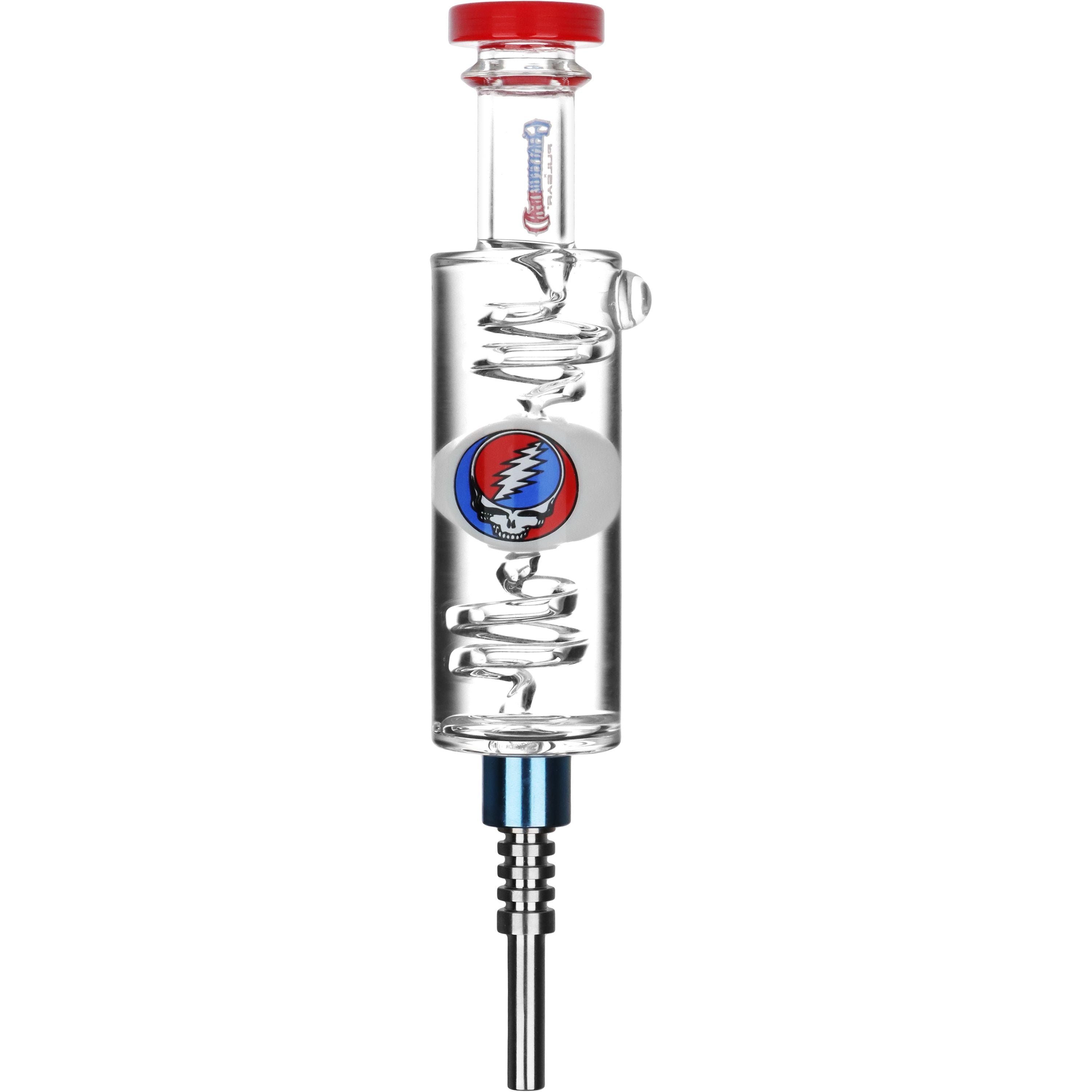 Grateful Dead x Pulsar Steal Your Face Glycerin Glass Dab Straw - 8.5" - Discreet Smoker