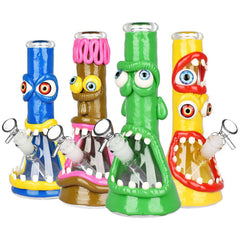 Maniacal Monster 3D Painted Beaker Water Pipe - 10" / Designs Vary - Discreet Smoker