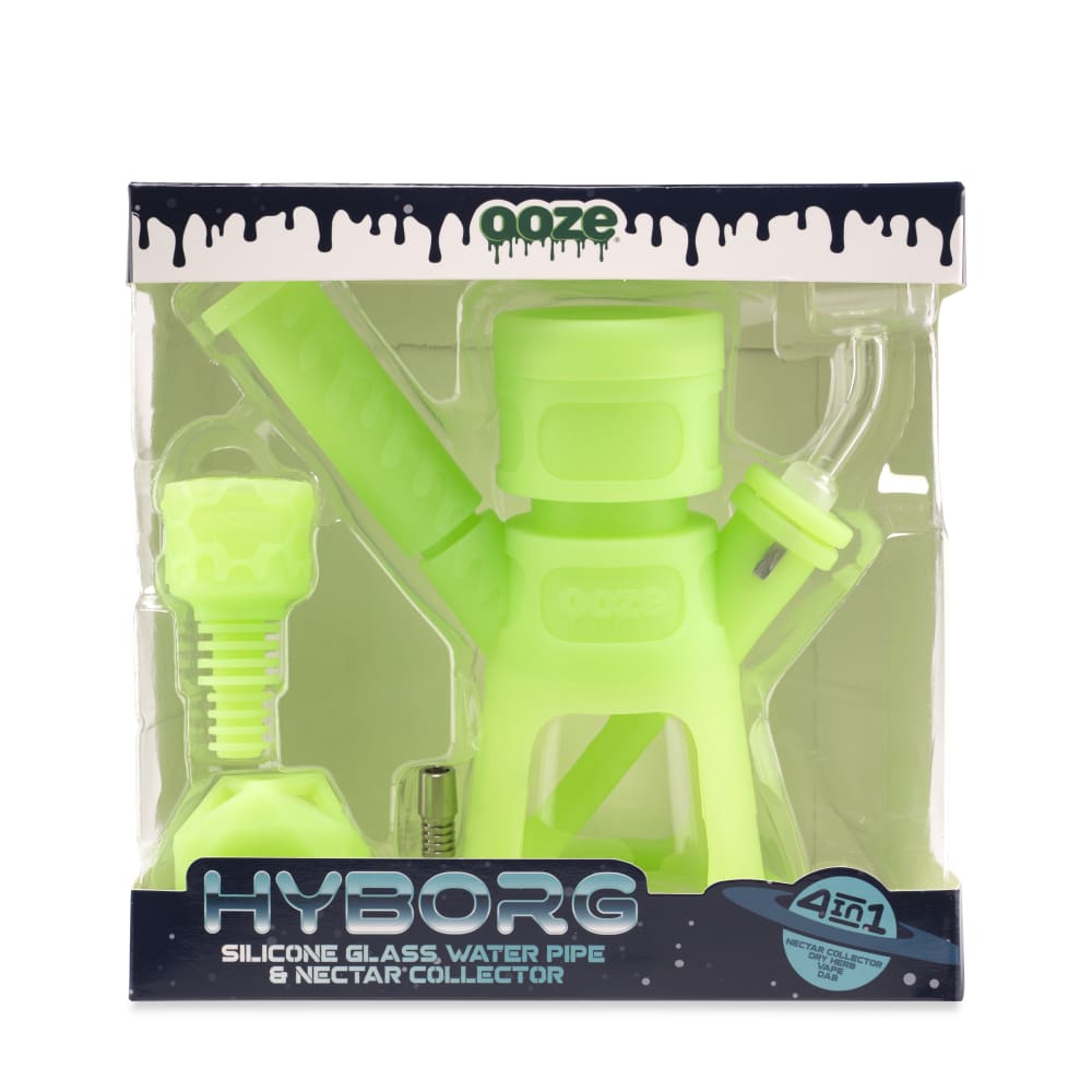 Ooze Hyborg Silicone Glass 4-in-1 Hybrid Water Pipe and Nectar Collector - Discreet Smoker