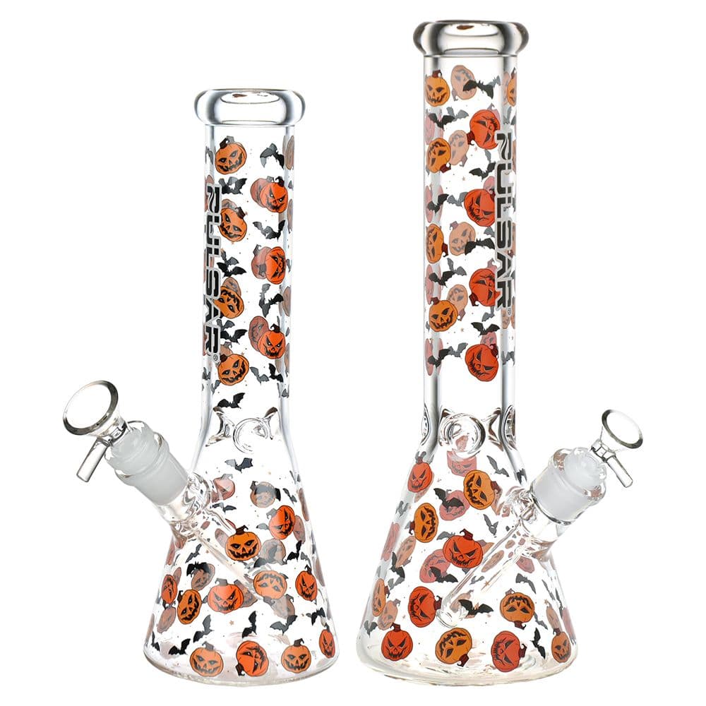 Pulsar Cackling Pumpkins Batty Beaker Glass Water Pipe | 14mm F - Discreet Smoker