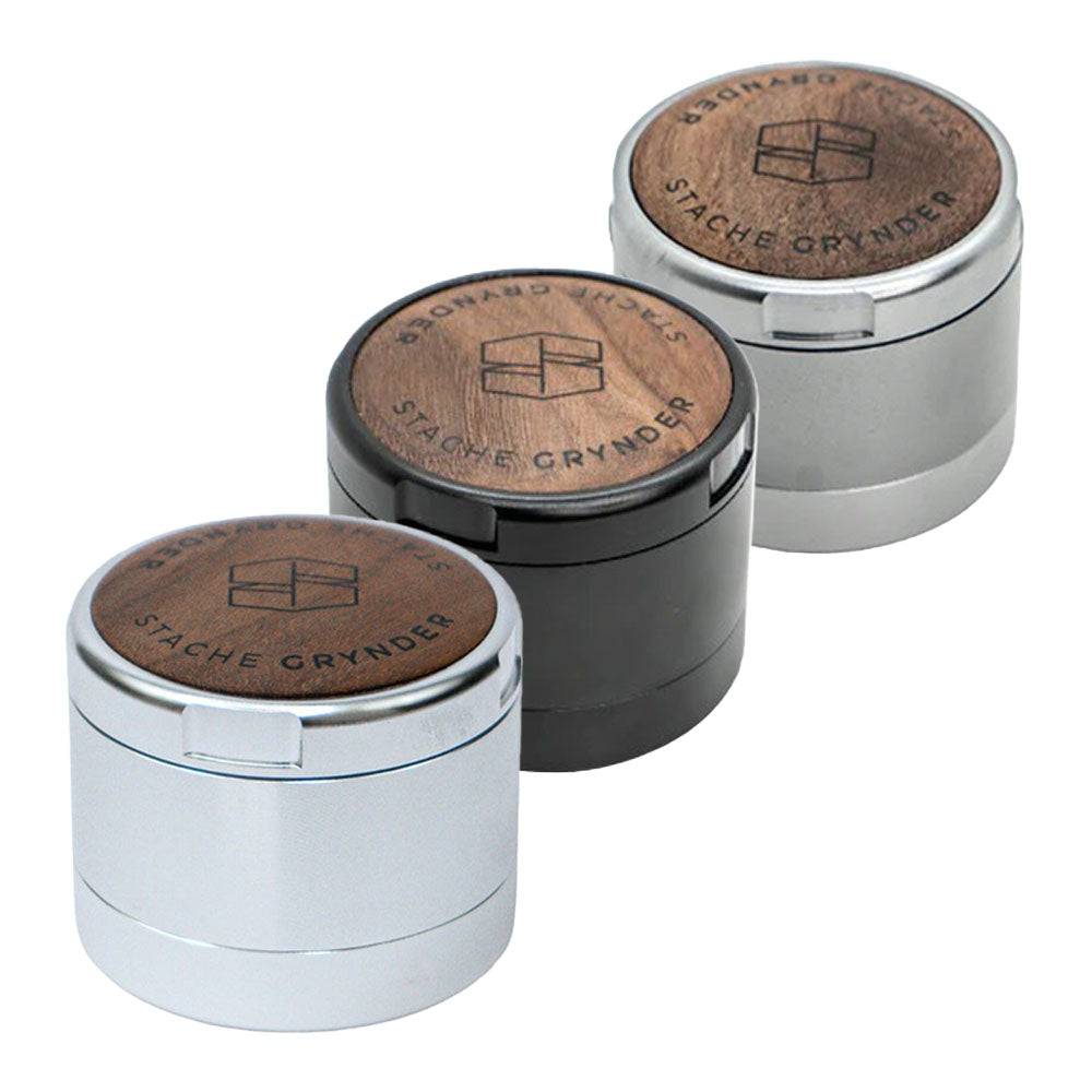 Stache Products Wood Lid Grynder | 3pc | 2.5" - Discreet Smoker