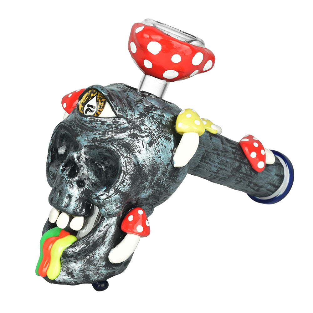 Pulsar Rainbow Puking Skull Bubbler Pipe - 8" / 19mm F - Discreet Smoker