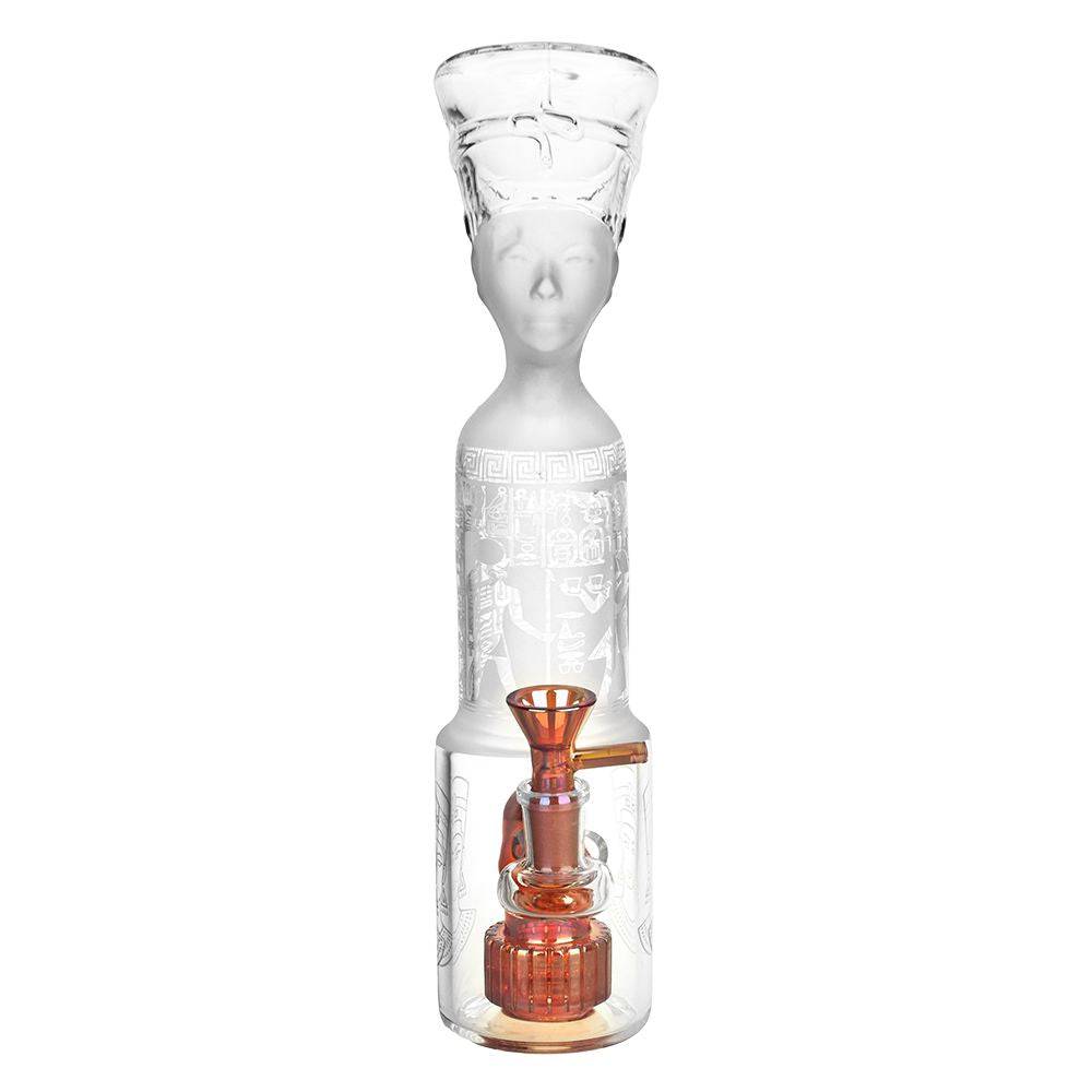 Pharoah Head Frosted Glass Water Pipe - 11.5" / 14mm F - Discreet Smoker