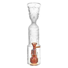 Pharoah Head Frosted Glass Water Pipe - 11.5" / 14mm F - Discreet Smoker