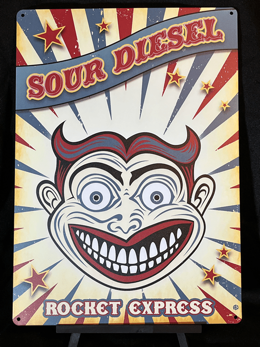 Sour Diesel Coney Head 32 CM x 48 CM Aluminum Sign - Discreet Smoker