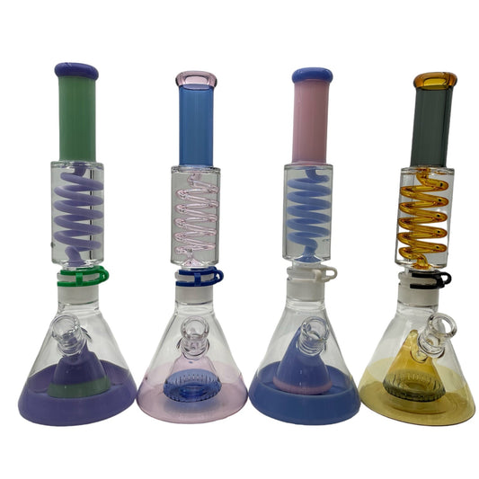 15" Glycerin Coil Color Beaker - Discreet Smoker