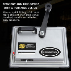 Manual Cigarette Rolling Machine Tobacco Injector for 8Mm Diameter Cigarette Tubes, Makes 80-100Mm Length Cigarettes, Portable Handheld Cigarette Maker (Silver)