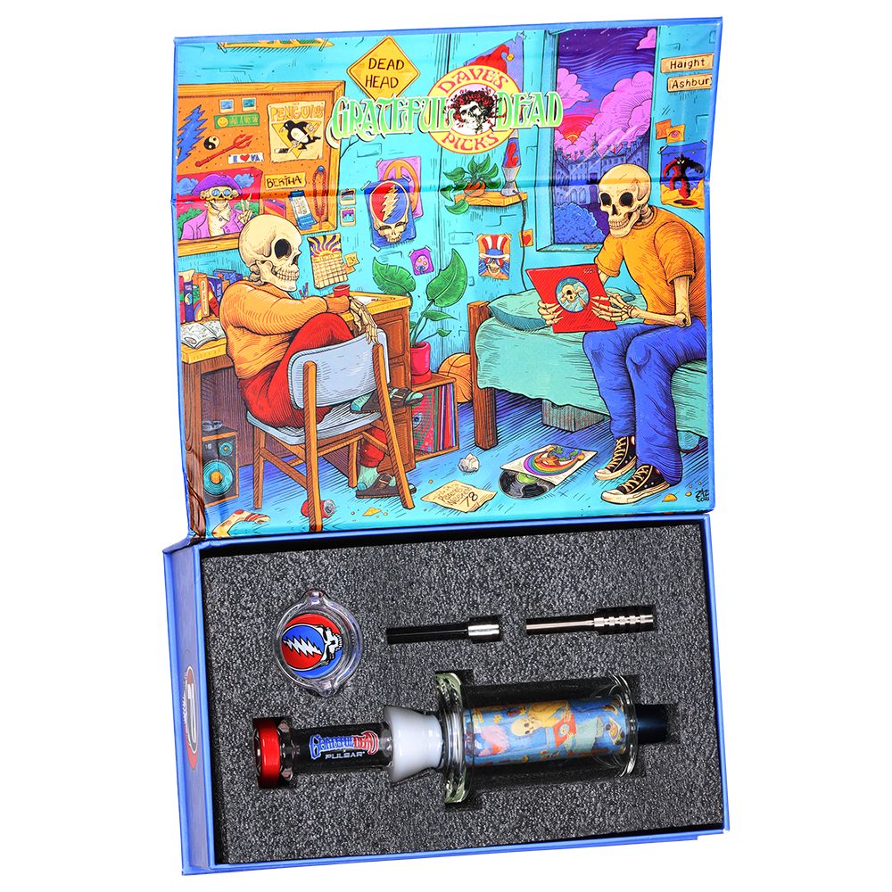 Grateful Dead x Pulsar Inside Print Vapor Vessel & SYF Dab Dish - 9.25" / Deadhead Dorm - Discreet Smoker