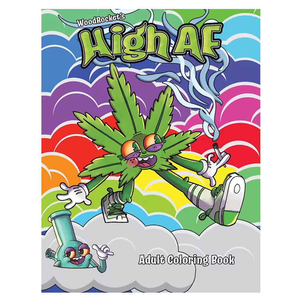 Wood Rocket High AF Adult Coloring Book - 8.5"x11" - Discreet Smoker