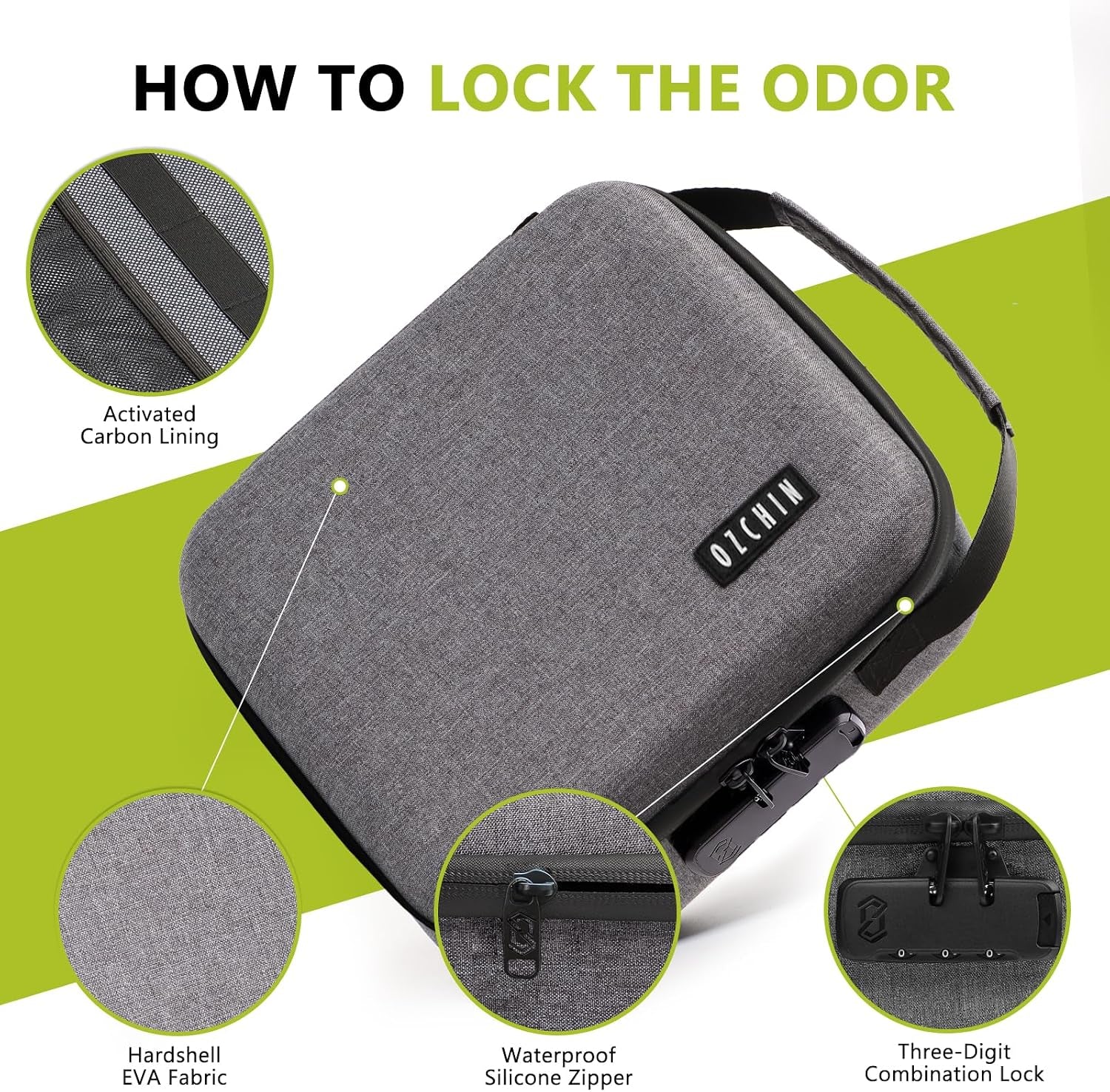 OZCHIN Smell Proof Bag with Combination Lock Shockproof Hard Shell Carrying Case Smoking Tobacco Bag Odorless Pouch Medicine Organizer Case Container Travel